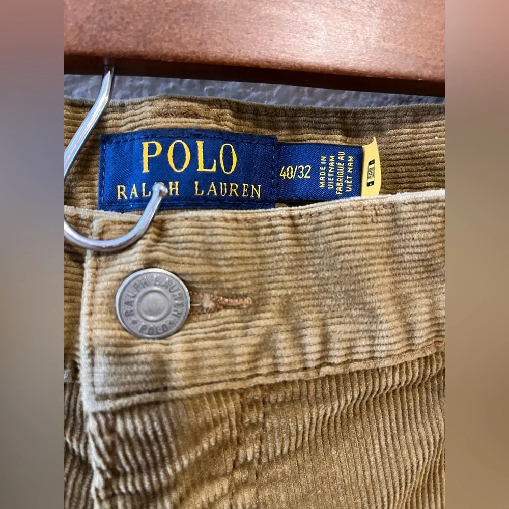 Polo Ralph Lauren Corduroy Varick Slim Straight Cotton Jeans Brown 40/32